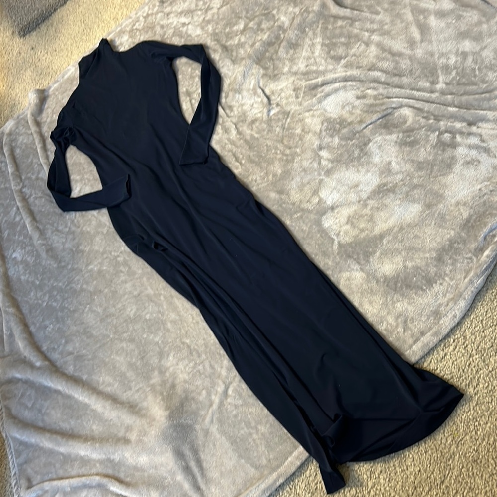 Elizabeth and James Lana turtleneck maxi dress with leg slit